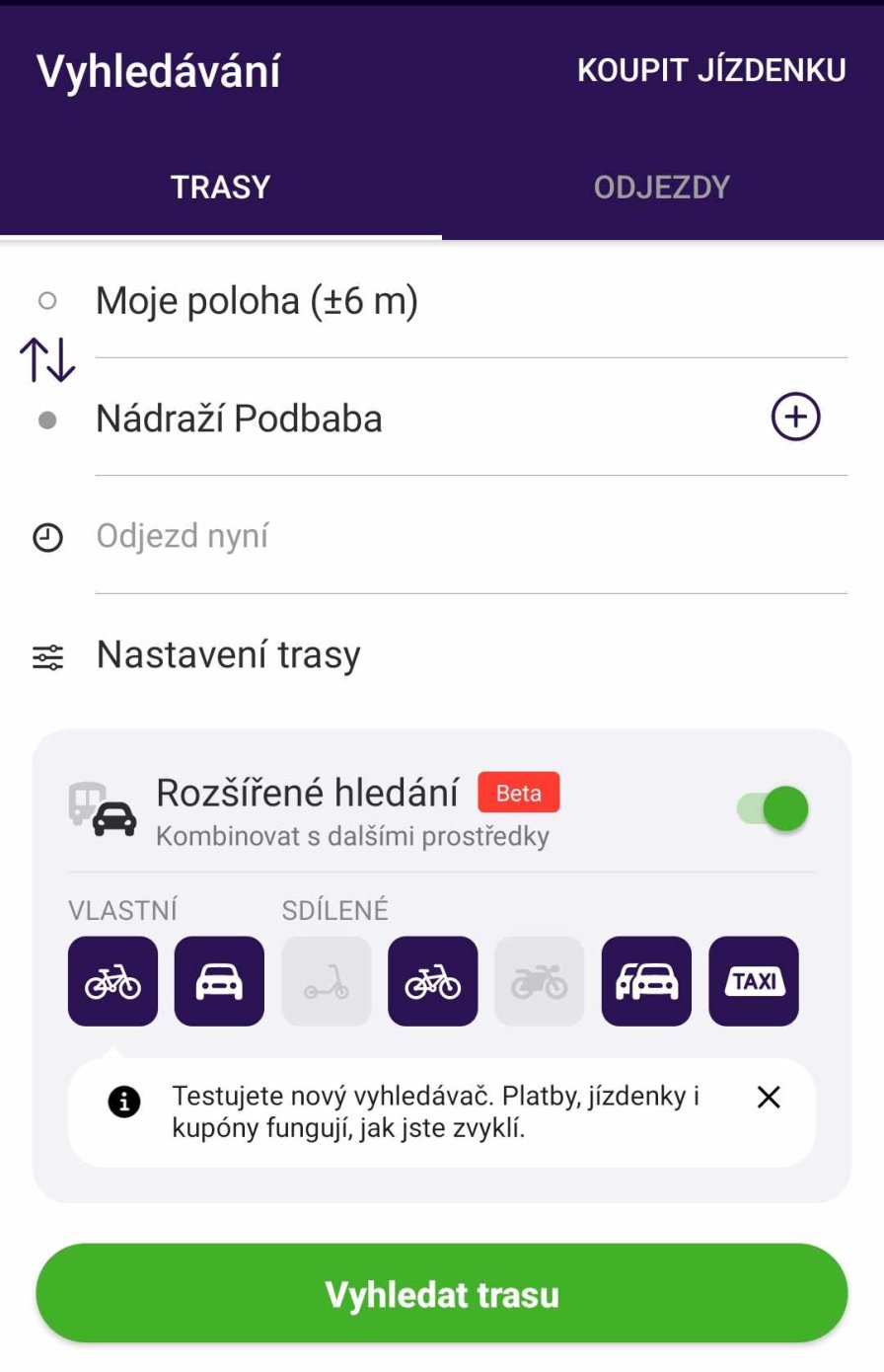 Nová kolonka "Rozšířené vyhledávání" v Lítačce